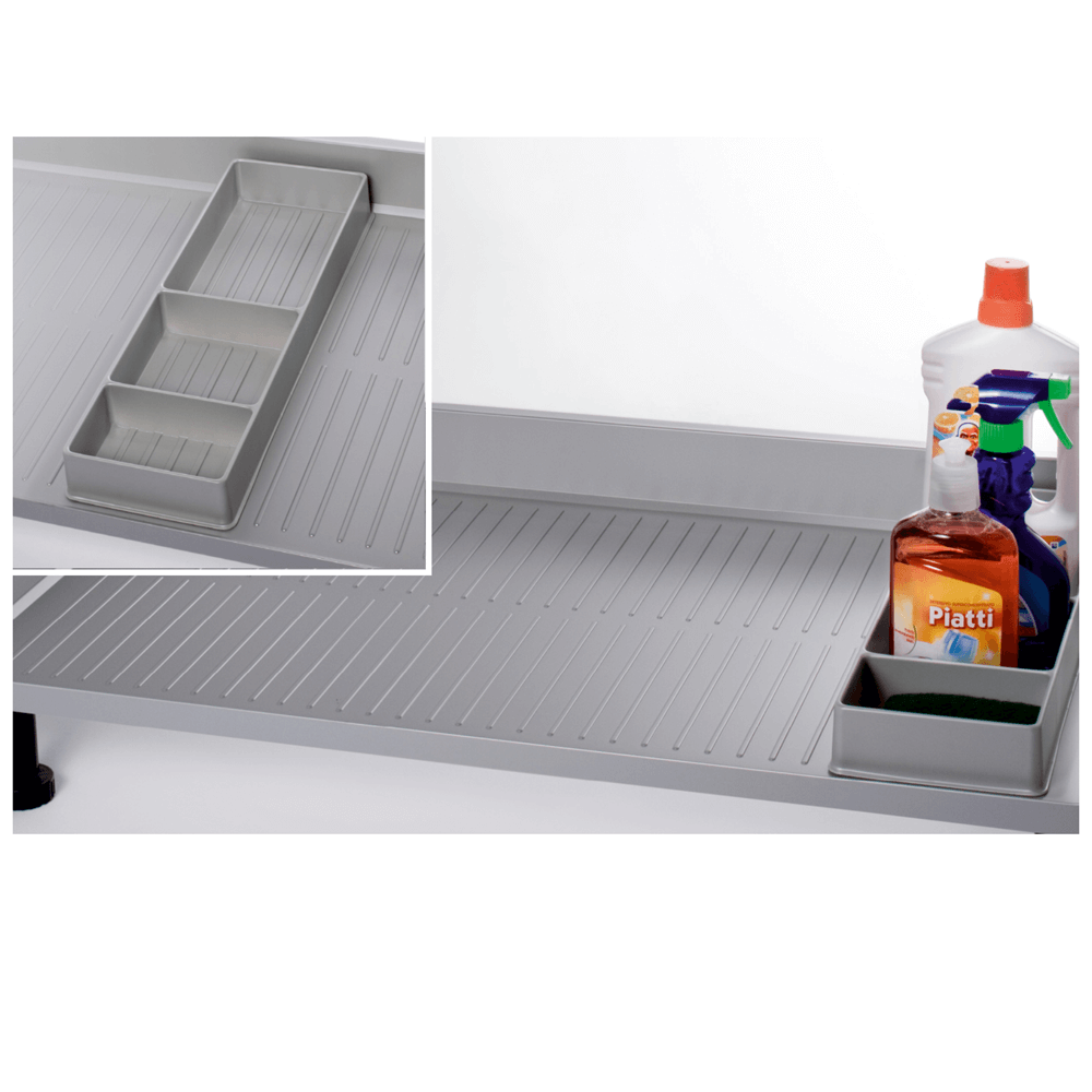 Oferte la Organizator spatiu sub chiuveta, plastic, gri, 150 x 445 x 50 mm