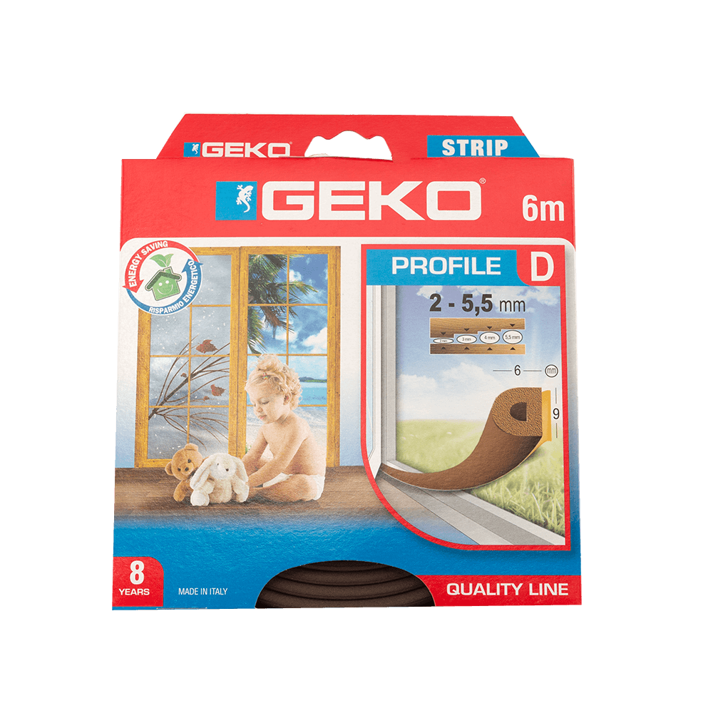Oferte la Garnitura adeviza Geko Strip, EPDM, maro, 9 x 6 mm x 6 m