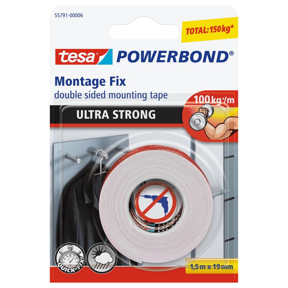 Oferte la Banda dublu adeziva Tesa Powerbond Ultra Strong 55791, alba, interior/exterior, 19 mm, 1.5m