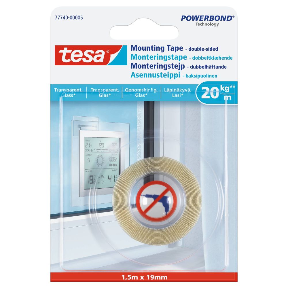 Oferte la Banda dublu adeziva montaj Tesa 77740, transparenta, interior, 19 mm, 1.5m