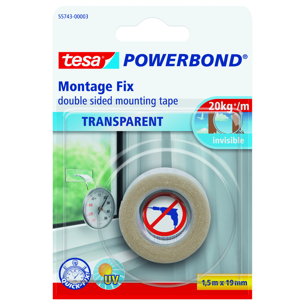 Oferte la Banda dublu adeziva montaj Tesa Powerbond 55753, transparenta, interior, 19 mm, 1.5 m