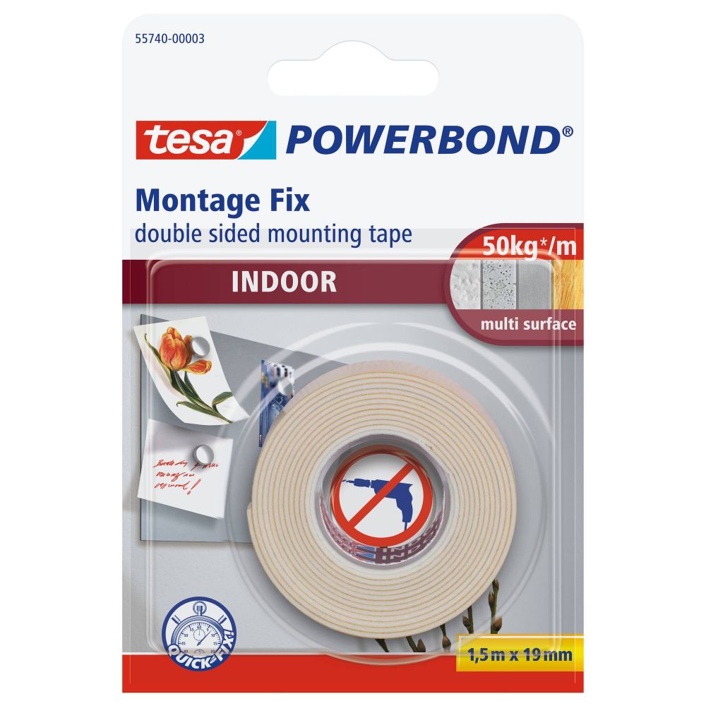 Oferte la Banda dublu adeziva montaj Tesa Powerbond 55740, alba, interior, 19 mm, 1.5 m
