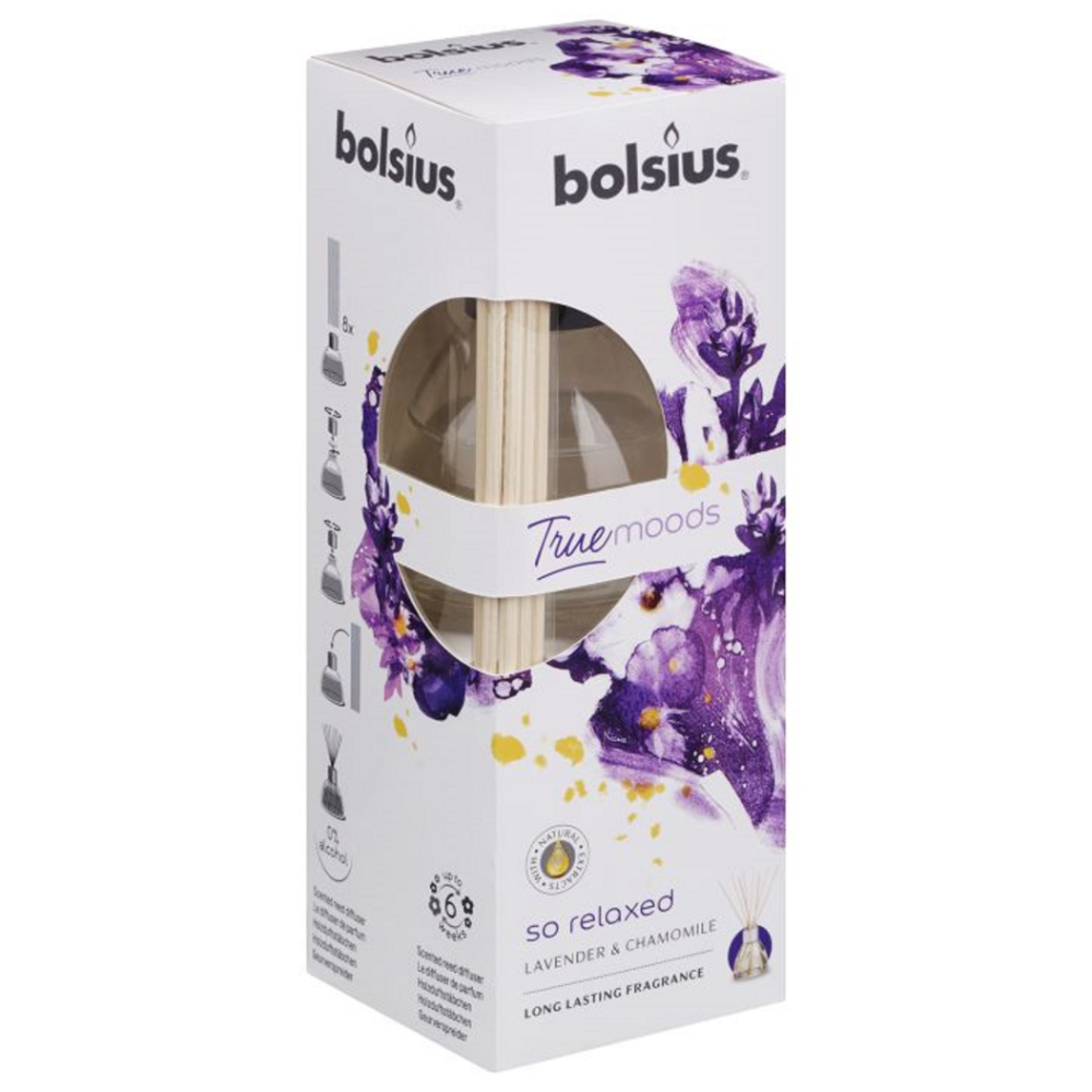 Oferte la Odorizant cu betisoare Bolsius True Moods, lavanda si musetel, 45 ml