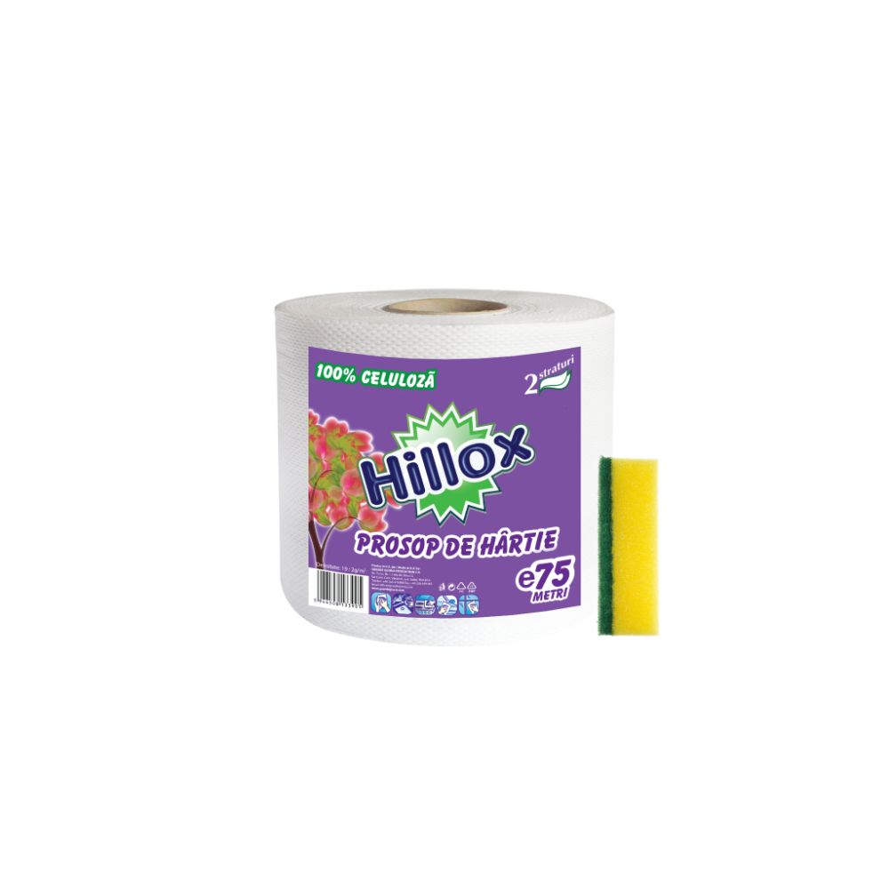 Oferte la Prosop hartie Hillox, 100% celuloza, 75 m si burete vase