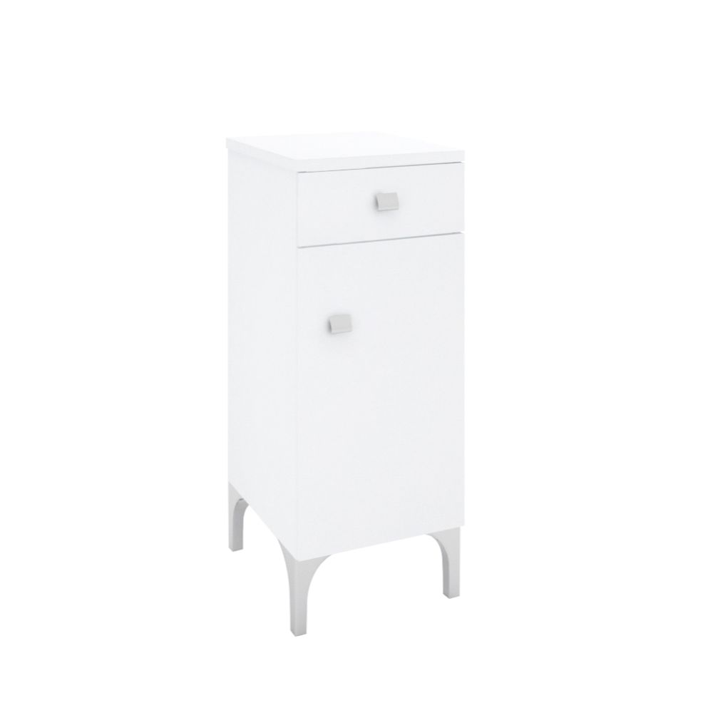 Oferte la Dulap baie Savini Due, 1 usa + 1 sertar, PAL/MDF infoliat, alb, 87 x 31,6 x 33,5 cm