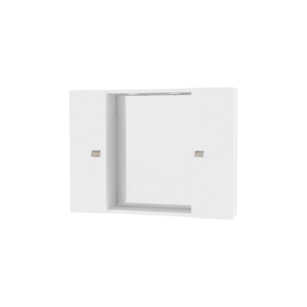 Oferte la Oglinda cu dulapuri pentru baie Savini Due, PAL, alb, 76,8 x 15,1 x 57 cm