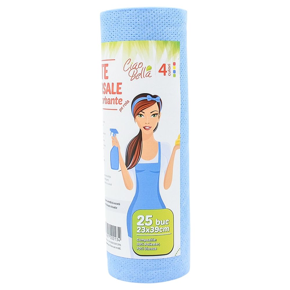 Oferte la Rola lavete universale, Ciao Bella, albastru, 25 bucati/rola, 23 x 39 cm