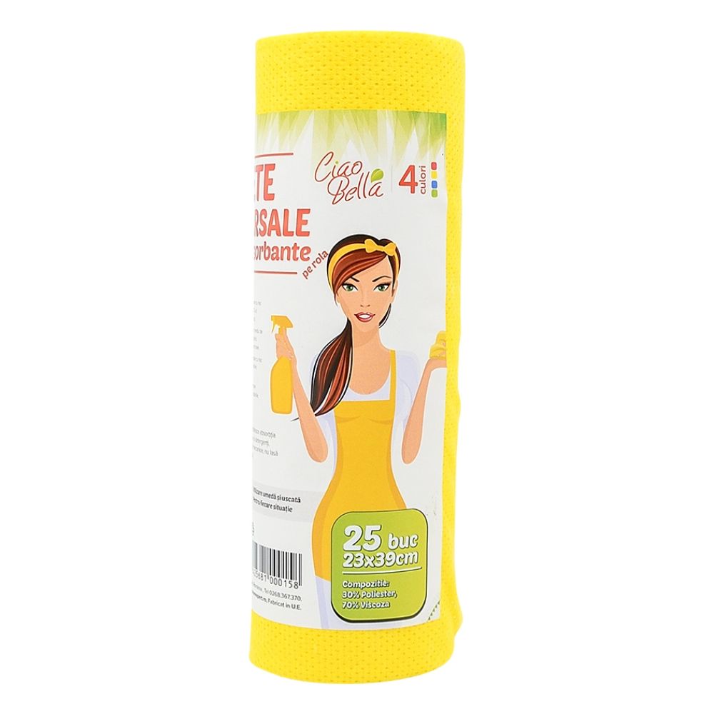 Oferte la Rola lavete universale, Ciao Bella, galben, 25 bucati/rola, 23 x 39 cm