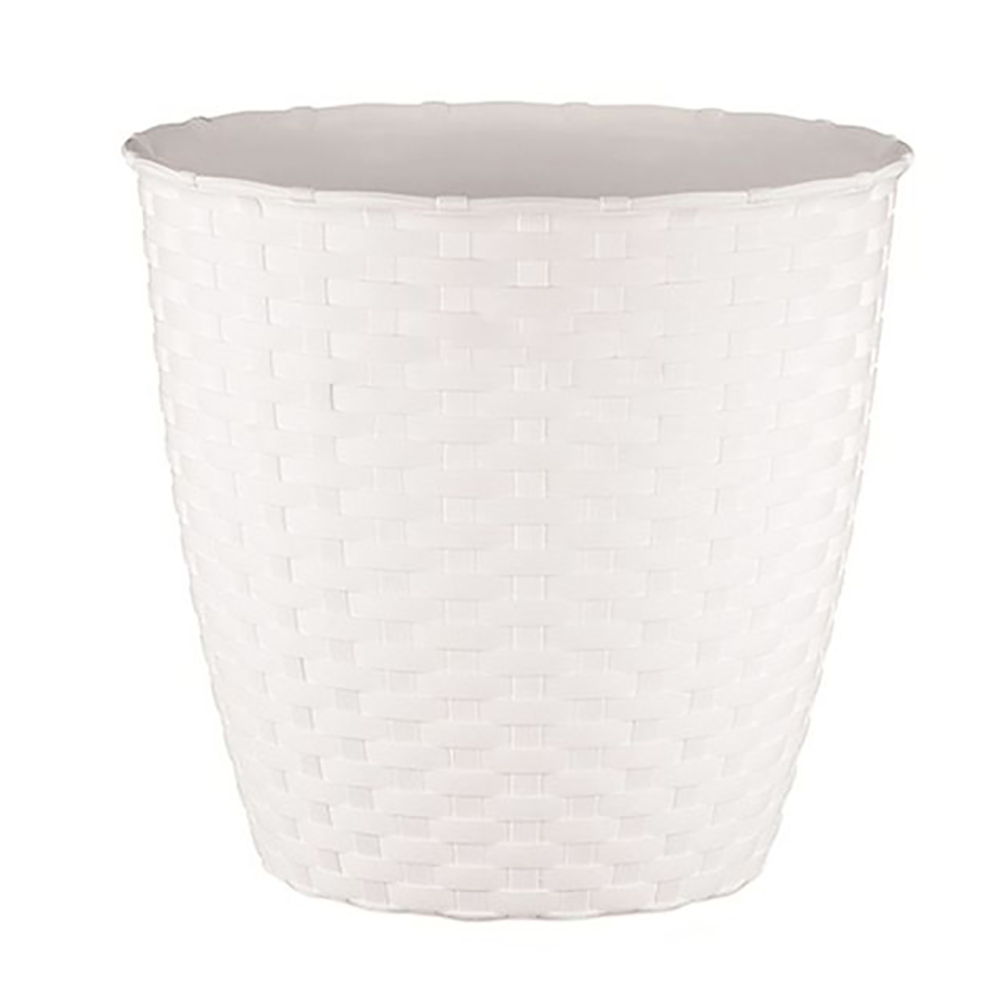 Oferte la Ghiveci ratan Stefanplast, plastic, alb, 3 L, diametru 19 cm, 17.5 cm