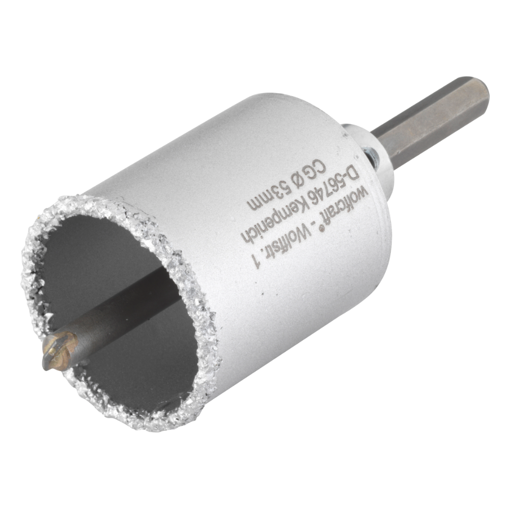 Oferte la Carota diamantata Wolfcraft, pentru zidarie si beton, cu ax hexagonal si burghiu centrare, 53 mm