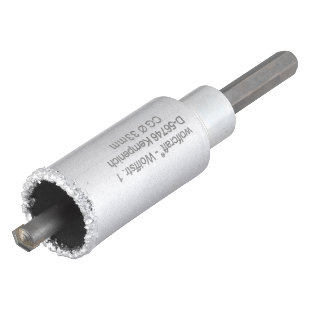 Oferte la Carota diamantata Wolfcraft, pentru zidarie si beton, cu ax hexagonal si burghiu centrare, 33 mm