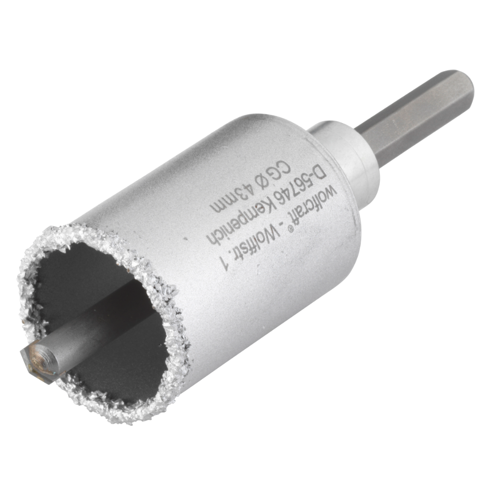 Oferte la Carota diamantata Wolfcraft, pentru zidarie si beton, cu ax hexagonal si burghiu centrare, 43 mm