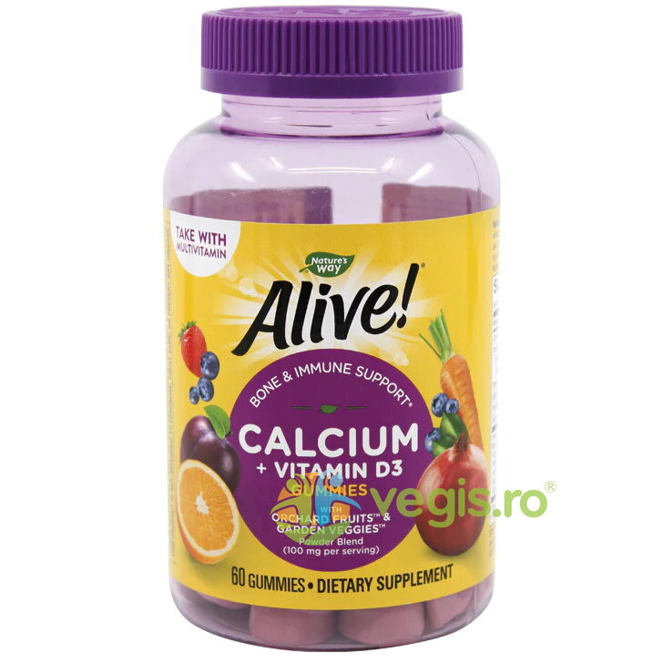 Oferte la Alive Calcium+ D3 Gummies 60 jeleuri Secom,