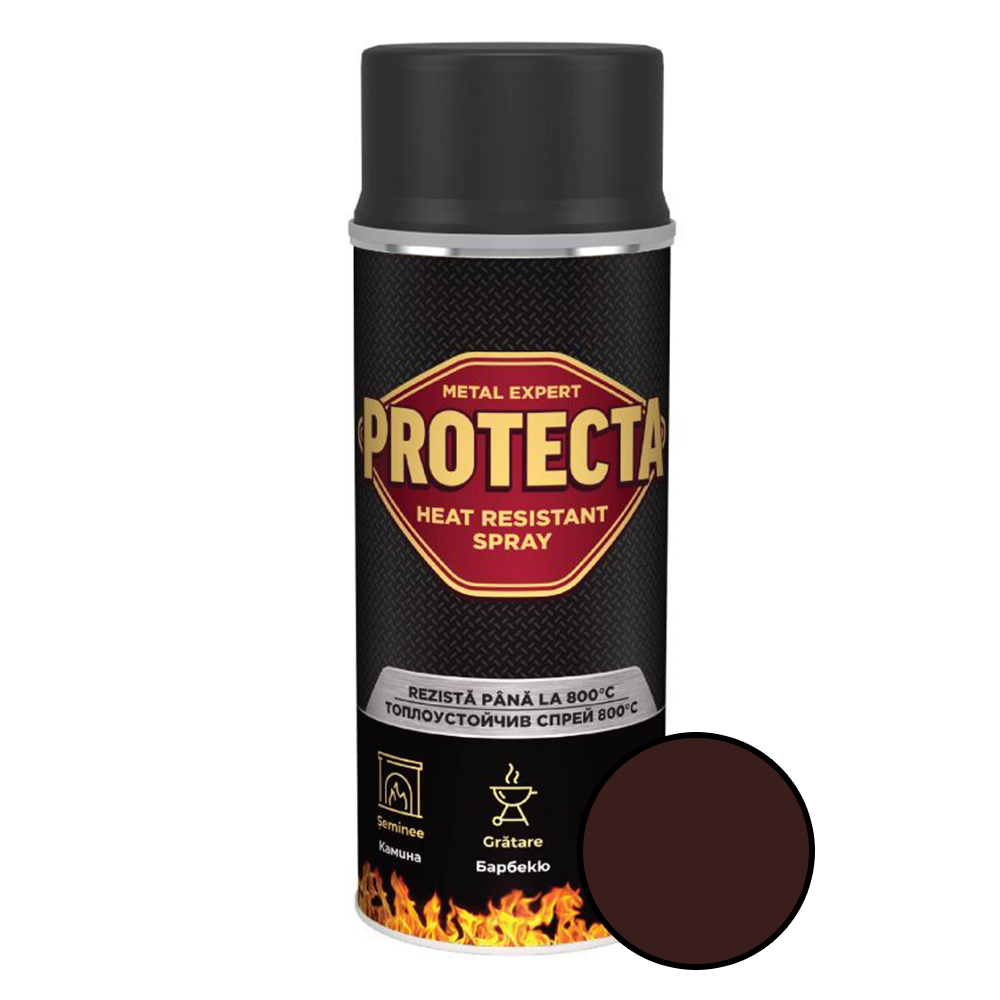 Oferte la Vopsea spray termorezistenta Protecta, maro, mat, interior/exterior, 400 ml