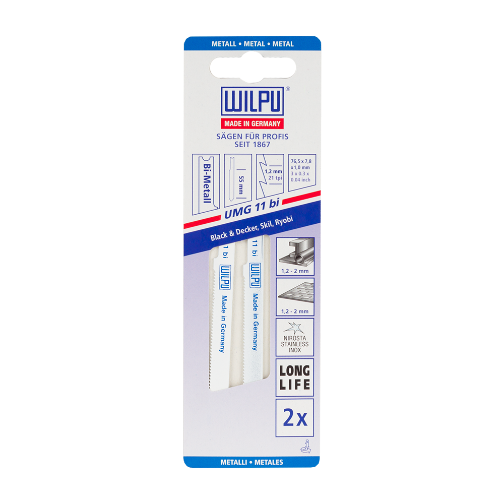 Oferte la Set 2 panze Wilpu, bi-metal pentru fierastrau, UMG11BI, 76,5 x 7,8 x 1,0 mm