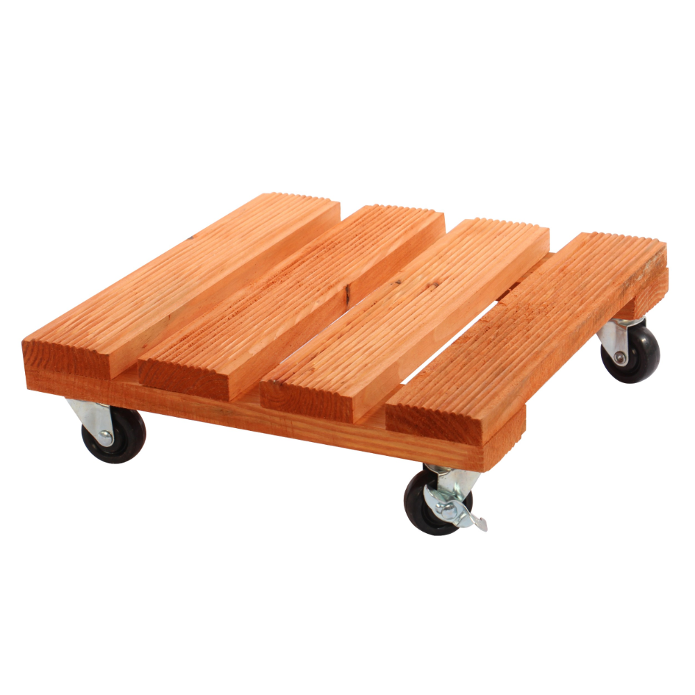 Oferte la Suport pentru flori, Nortene, patrat, cu role, lemn masiv, natur, 30 x 30 cm