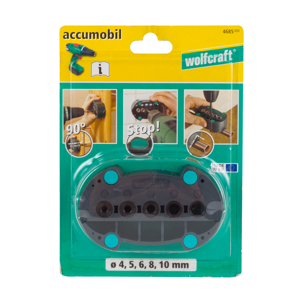 Oferte la Dispozitiv de ghidare pentru gaurire, Wolfcraft, plastic, 5 bucse de gaurire metalice ø 4, 5, 6, 8, 10 mm