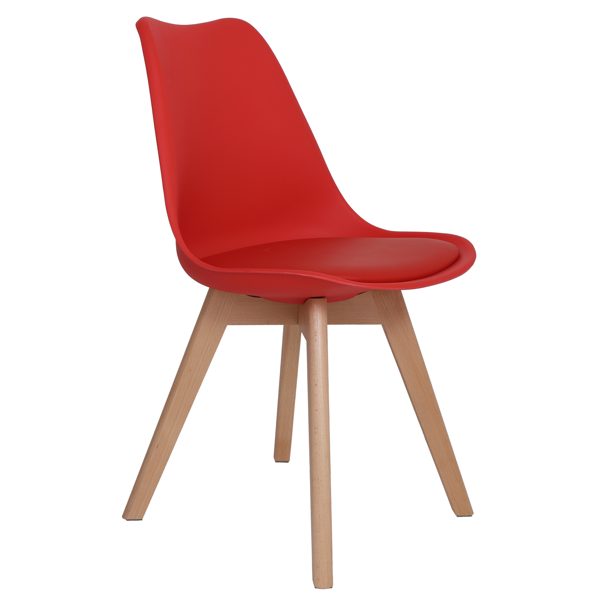Oferte la Scaun bucatarie tapitat rosu Depozitul de scaune Celia, piele ecologica, cadru lemn, max. 110 kg, 48.5 x 50 x 82.5 cm