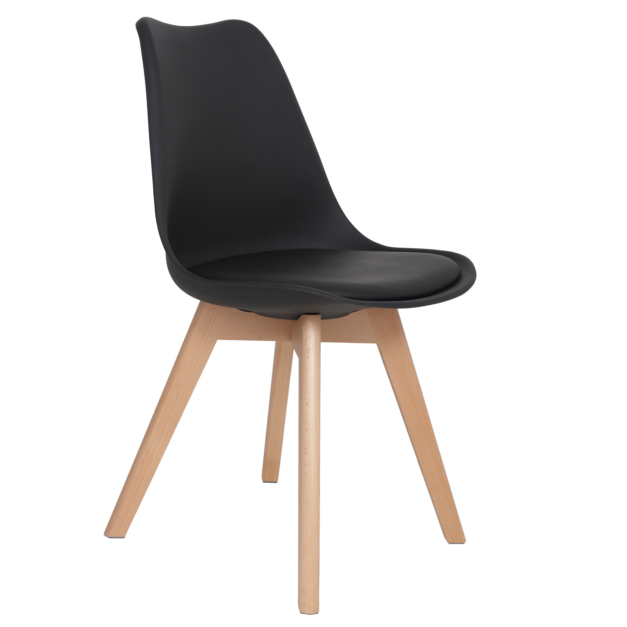 Oferte la Scaun bucatarie tapitat negru Depozitul de scaune Celia, piele ecologica, cadru lemn, max. 110 kg, 48.5 x 50 x 82.5 cm