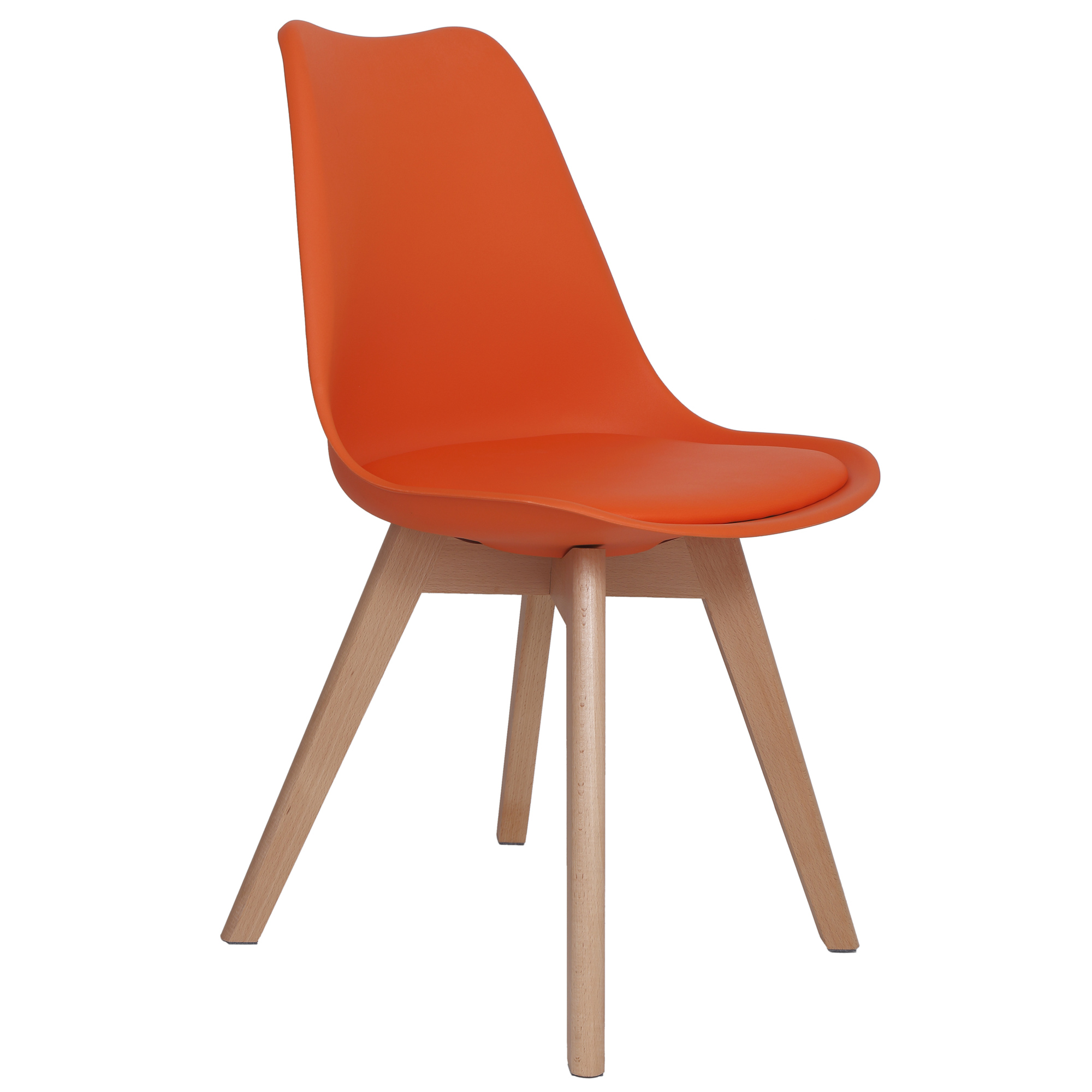 Oferte la Scaun bucatarie tapitat portocaliu Depozitul de scaune Celia, piele ecologica, cadru lemn, max. 110 kg, 48.5 x 50 x 82.5 cm
