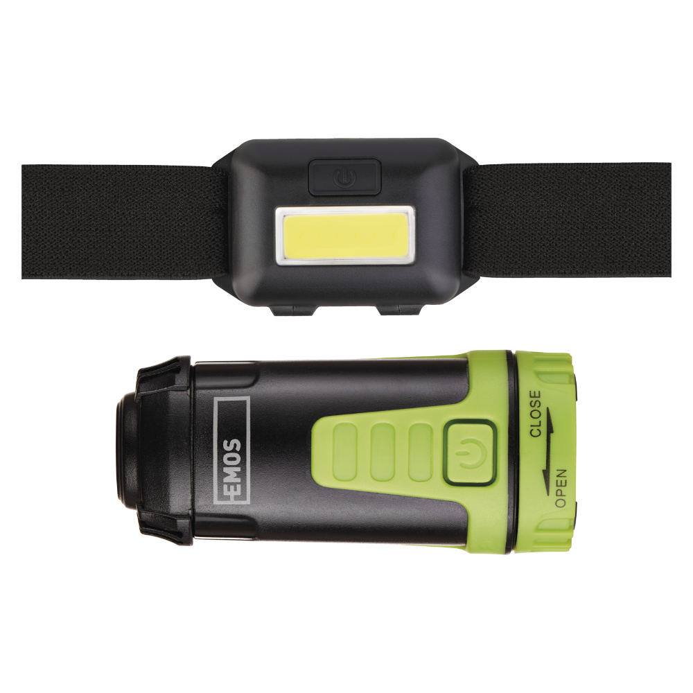 Oferte la Set lampa frontala si lanterna camping COB LED Emos, 3 x AAA