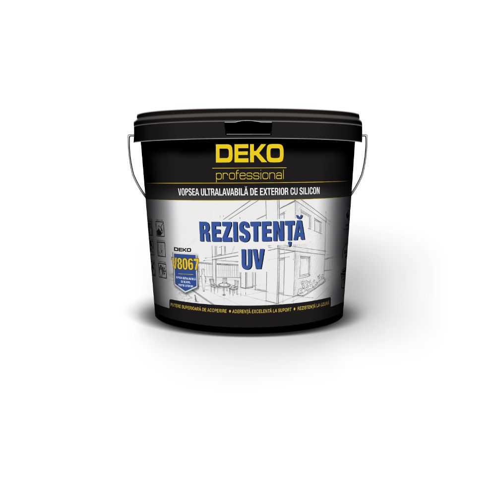 Oferte la Vopsea lavabila exterior Deko V8067, alb, cu silicon, 2.5 l