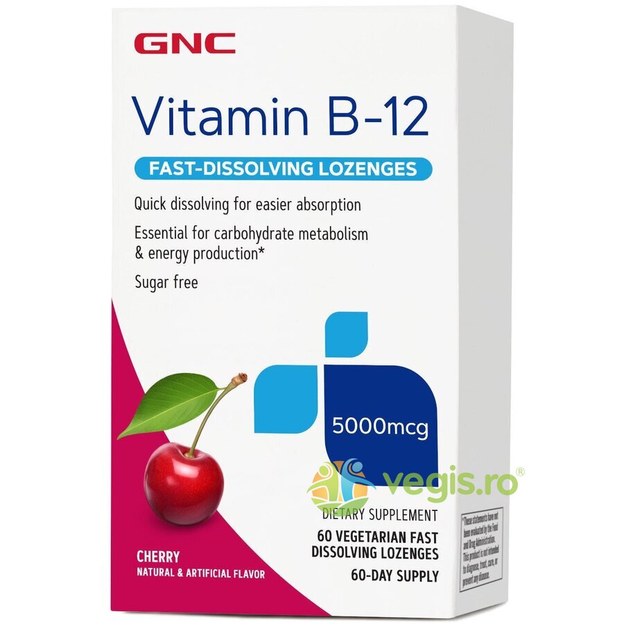 Oferte la Vitamina B12 cu Aroma de Cirese 5000mcg 60tb vegetale cu dizolvare rapida