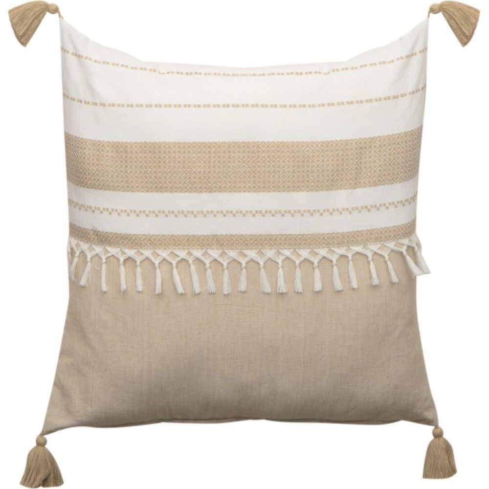 Oferte la Perna decorativa Dynastie, bej si alb, bumbac si poliester, model geometric, 40 x 40 cm