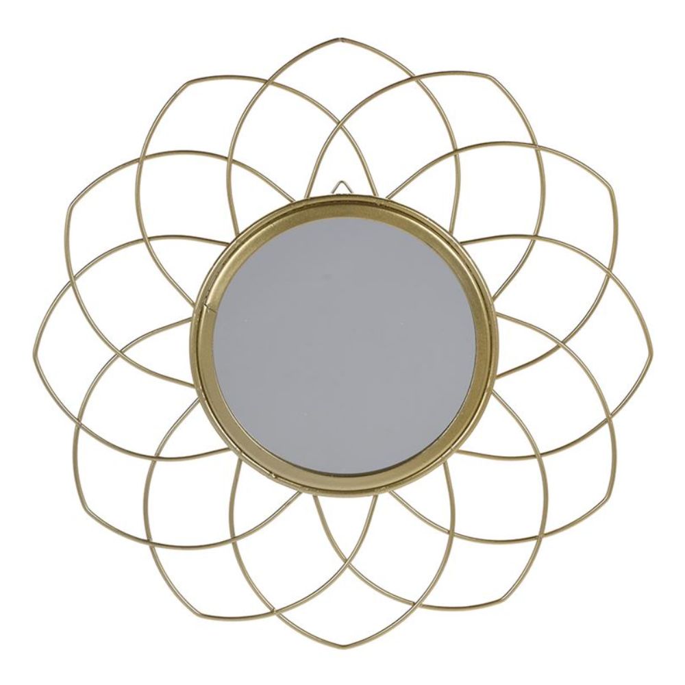 Oferte la Oglinda decorativa, rama din metal in forma de floare, finisaj auriu, 26 x 11 cm