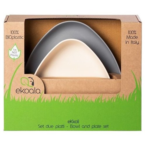 Oferte la Set 2 farfurii eKkoli BIOplastic White / Grey