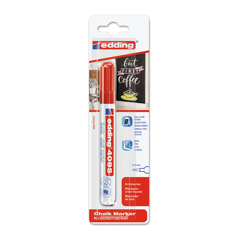 Oferte la Marker pentru sticla Edding 4095, varf 2-3 mm, rosu