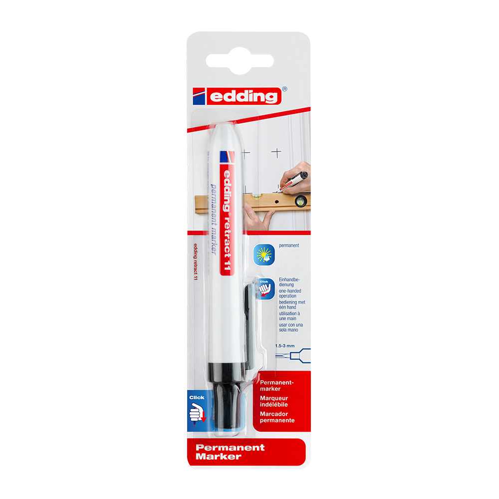 Oferte la Marker permanent Edding Retract 11, corp plastic, varf rotund, 1,5-3 mm, negru