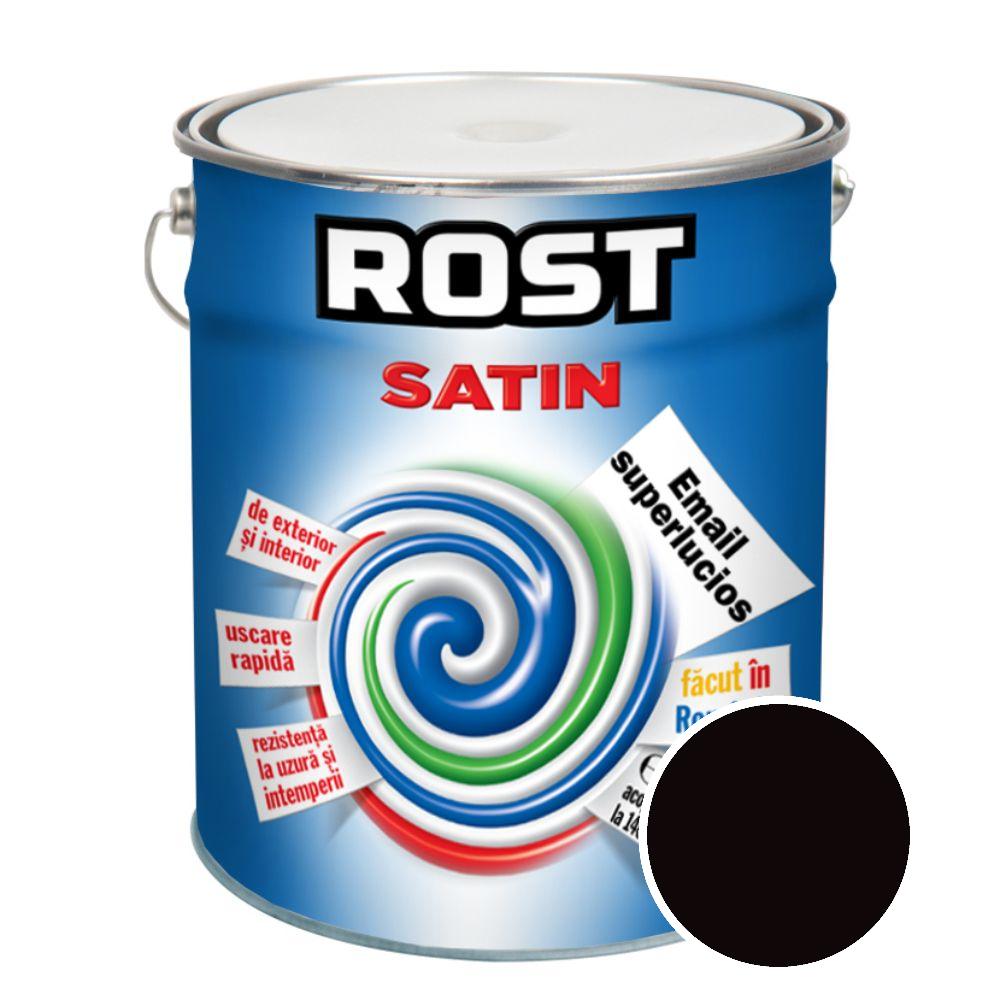 Oferte la Vopsea superlucioasa pentru lemn/metal, Rost Satin, interior/exterior, negru, 10 L