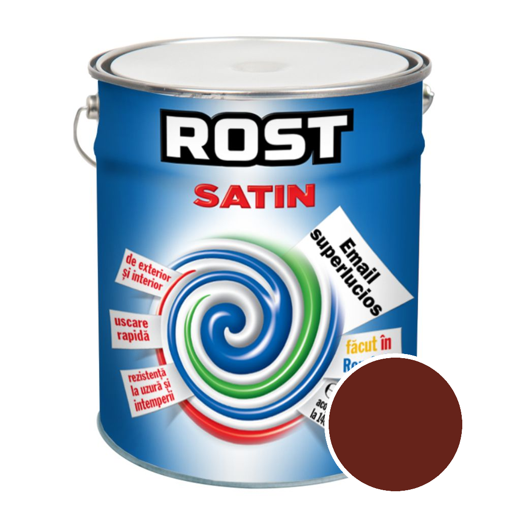 Oferte la Vopsea superlucioasa pentru lemn/metal, Rost Satin, interior/exterior, maro, 10 L