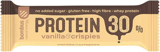 Oferte la Baton proteic cu vanilie si crispies, 30% proteine, 50g Bombus