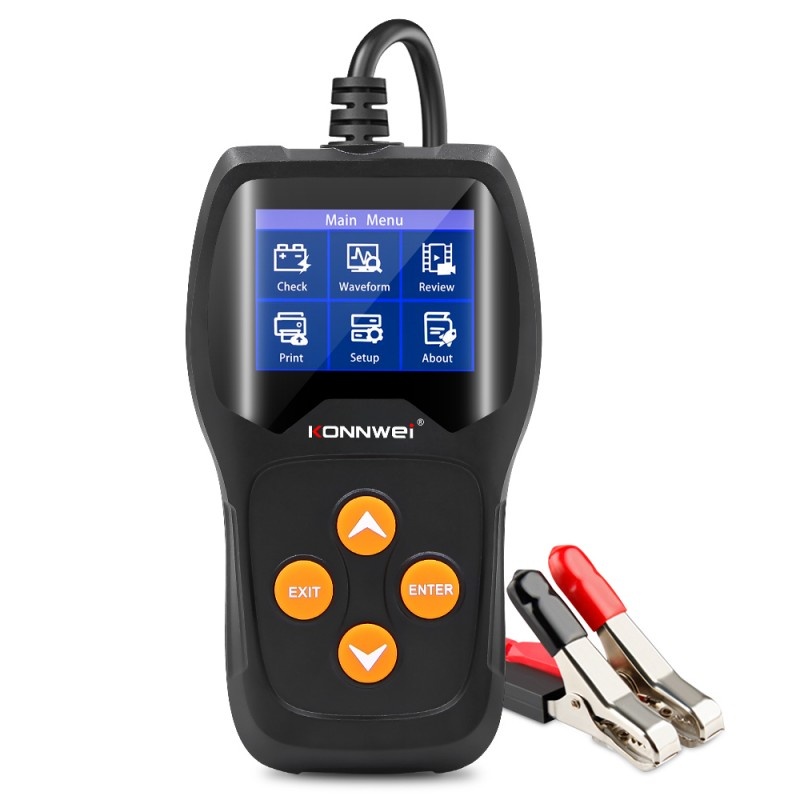 Oferte la Tester profesional pentru baterii auto, Konnwei KW600, 12V, Display 2,4 inch, Graficul tensiunii, 100-2000 CCA 220AH, test de incarcare - pornire, test alternator, compatibil cu toate masinile / SUV-urile