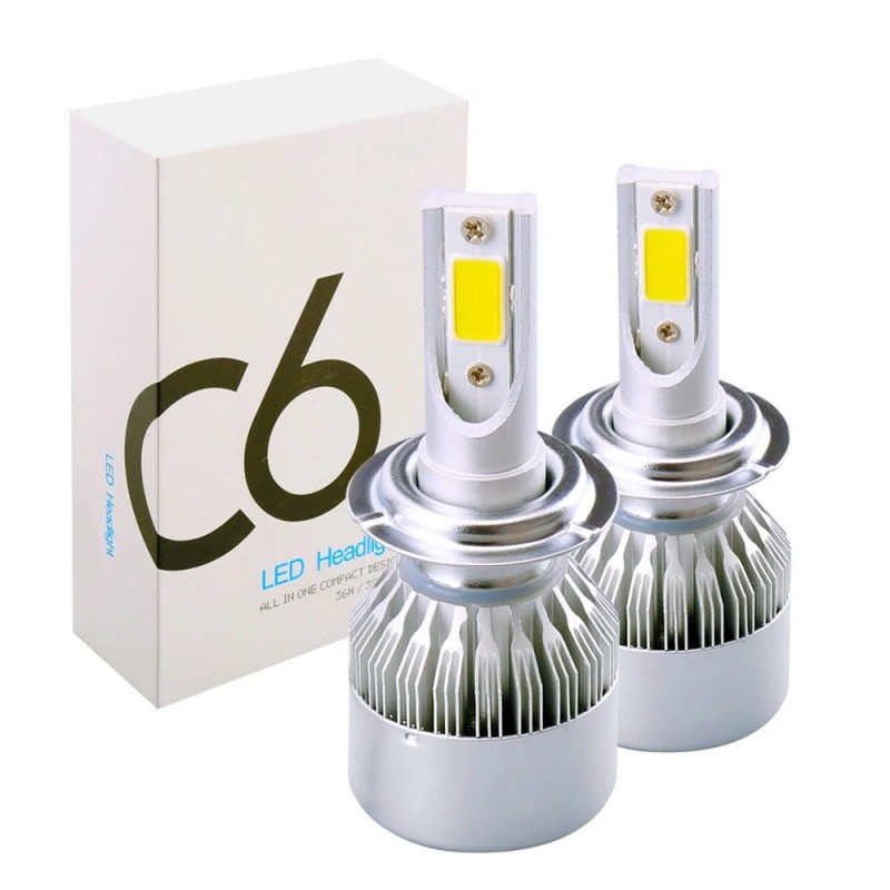 Oferte la Set 2 LED-uri Auto Techstar® C6, H11/H8/H9, 36w, 3800 Lumeni, 6500K, AUTO, 12-24 Volti, COB