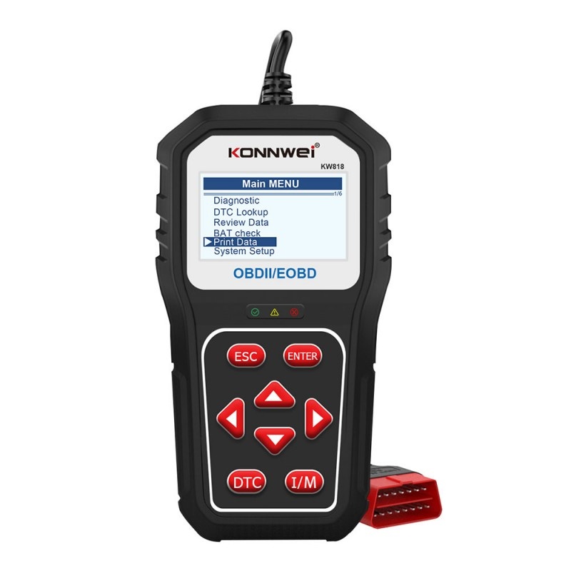 Instrument de scanare si diagnosticare auto, KONNWEI KW818, OBD2/EOBD, Display 2.8 inch, citirea și ștergerea codurilor de eroare a motorului, vizualizarea pregătirii I/M, preluarea informaț