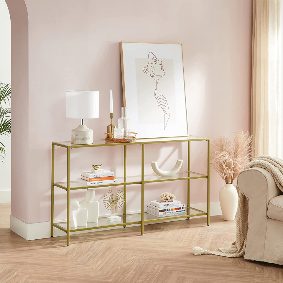 Oferte la MAU1 - Consola 130x30x73 cm, Masa de toaleta cosmetica machiaj masuta vanity - Aurie