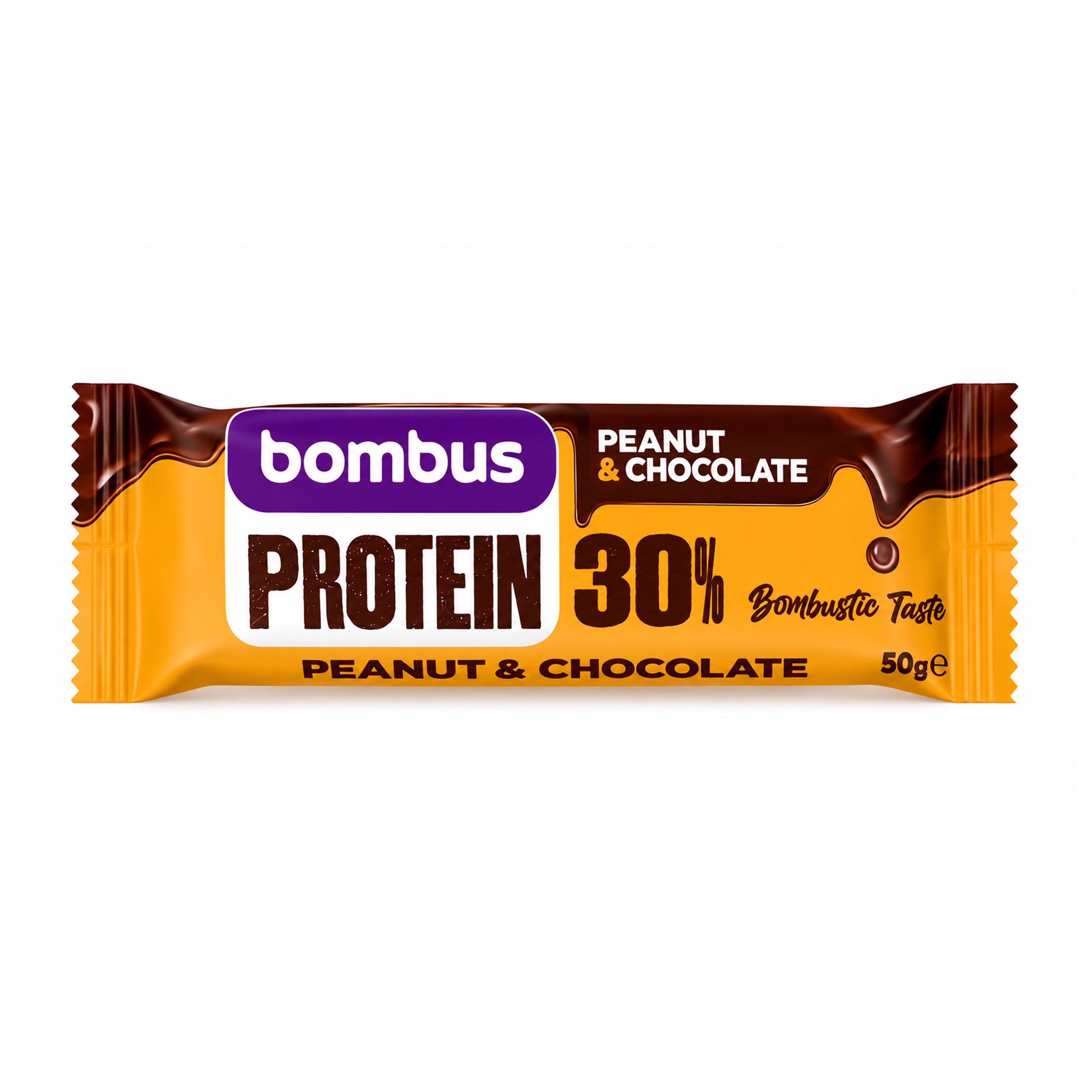 Oferte la Baton proteic cu arahide si ciocolata, 30% proteine, 50g Bombus