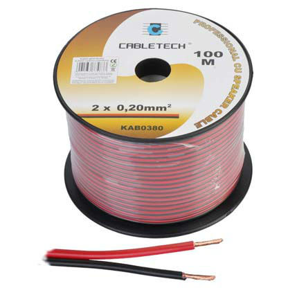Oferte la Accesorii Audio Hi-Fi Cablu difuzor din cupru, 2 x 0.2 mm2, culoare negru-rosu, rola 100m KAB0380