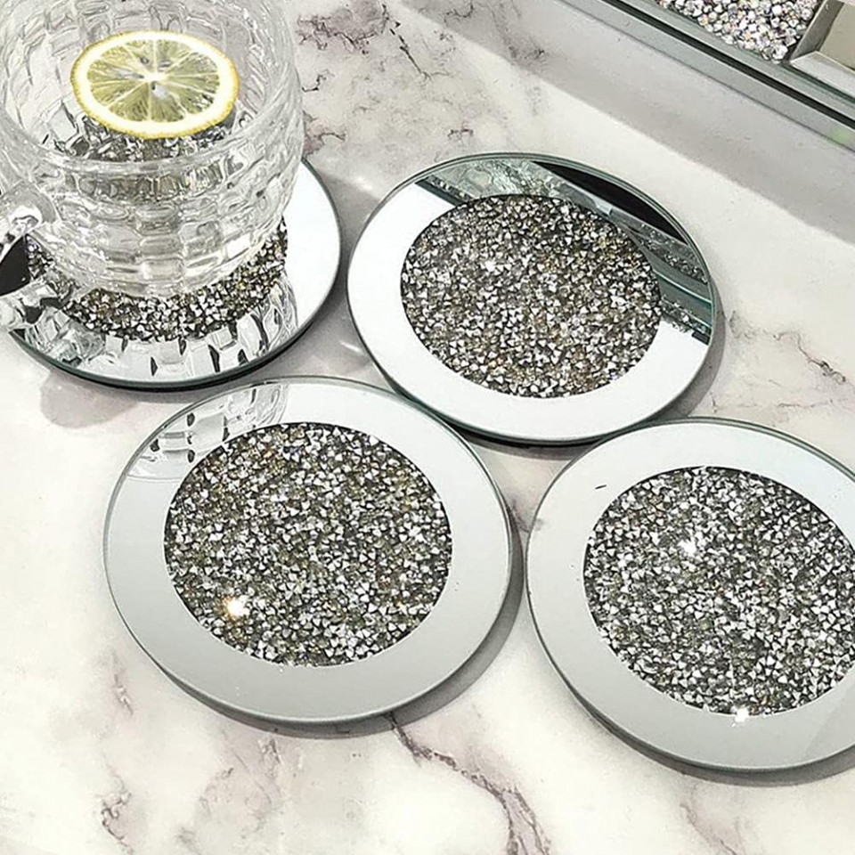 Oferte la SPOG1 - Set 4xSuport pahare oglinda, 10 cm, tip Cristal