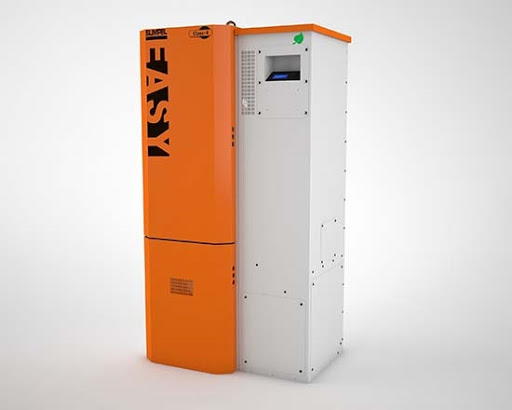 Oferte la Centrala pe peleti Fornello Slimpel Easy 40 kw curatare mecanica arzator si schimbator de caldura arzator din inox pompa de circulatie tiraj fortat buncar 88 kg Ecodesign A+