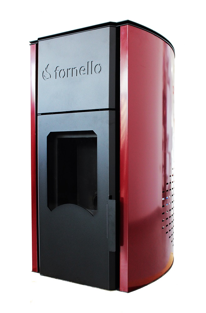 Pachet Termosemineu peleti Fornello Royal Bordeaux 25 kw complet echipat pentru incalzire pompa circulatie vas expansiune automatizare kit evacuare 3.5 ml Boiler Termoelectric Fornello 100 l