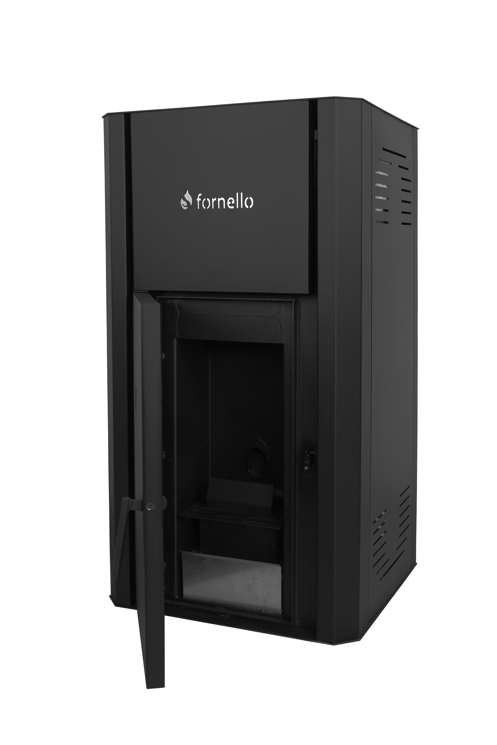 Pachet Centrala peleti Fornello Primo Pellet Black 30 kw complet echipata cu pompa vas expansiune automatizare culoare negru kit evacuare 2.5 ml Termostat Salus 091FLRFV2 Aspirator Cenusa