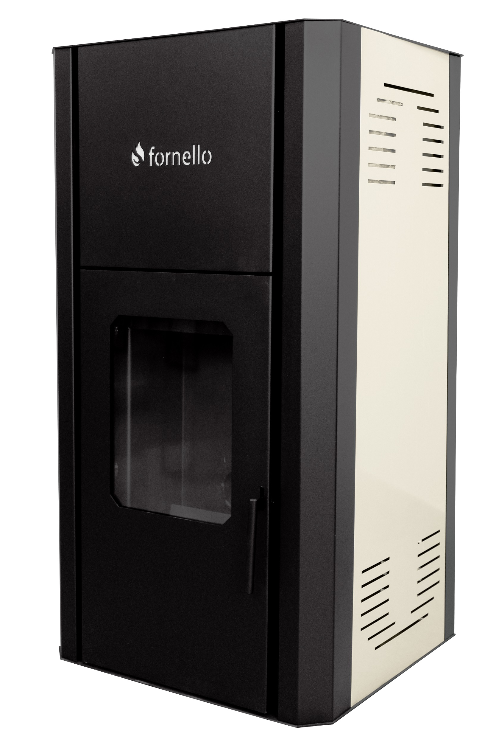 Pachet Termosemineu peleti Fornello Primo Pellet Ivory 30 kw complet echipat cu pompa vas expansiune automatizare culoare Ivory kit evacuare 2.5 ml Termostat Salus 091FLRFV2 Aspirator Cenusa