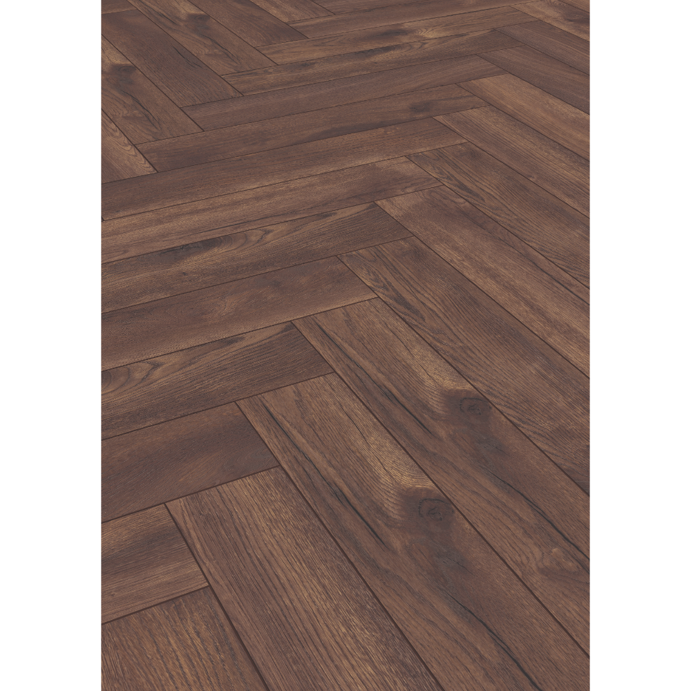 Oferte la Parchet laminat 8 mm Kronotex Herringbone HB 4766, nuanta inchisa, stejar Calais, clasa de trafic 32, click, 655 x 133 mm