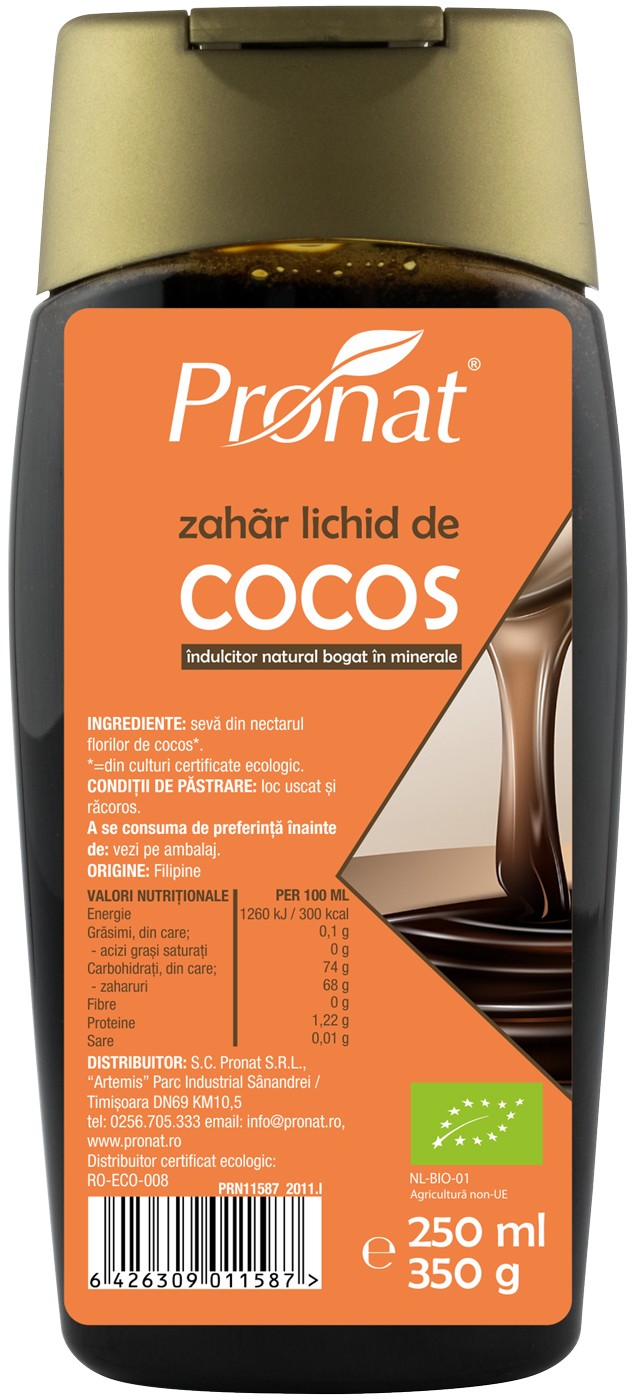 Oferte la Zahar sirop de cocos, bio, 250ml / 350g Pronat