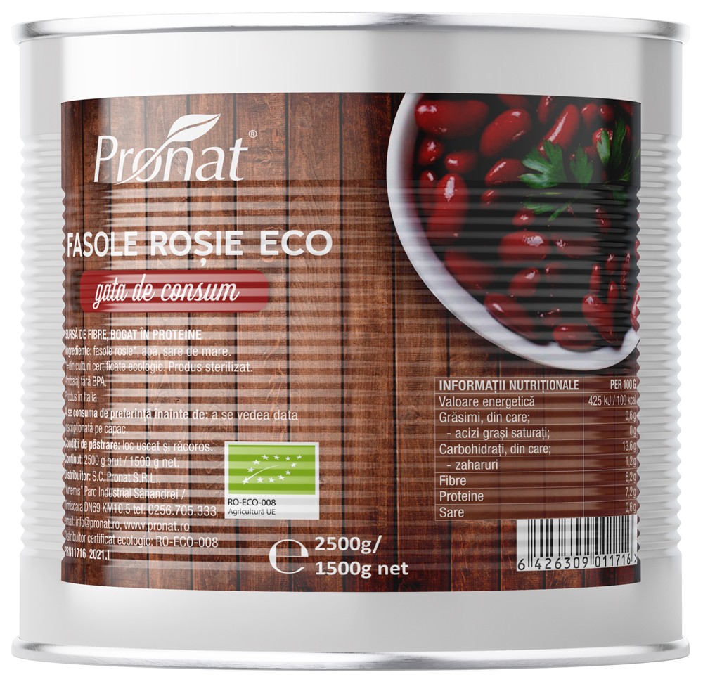 Oferte la Fasole rosie bio gata de consum 2.5kg Pronat