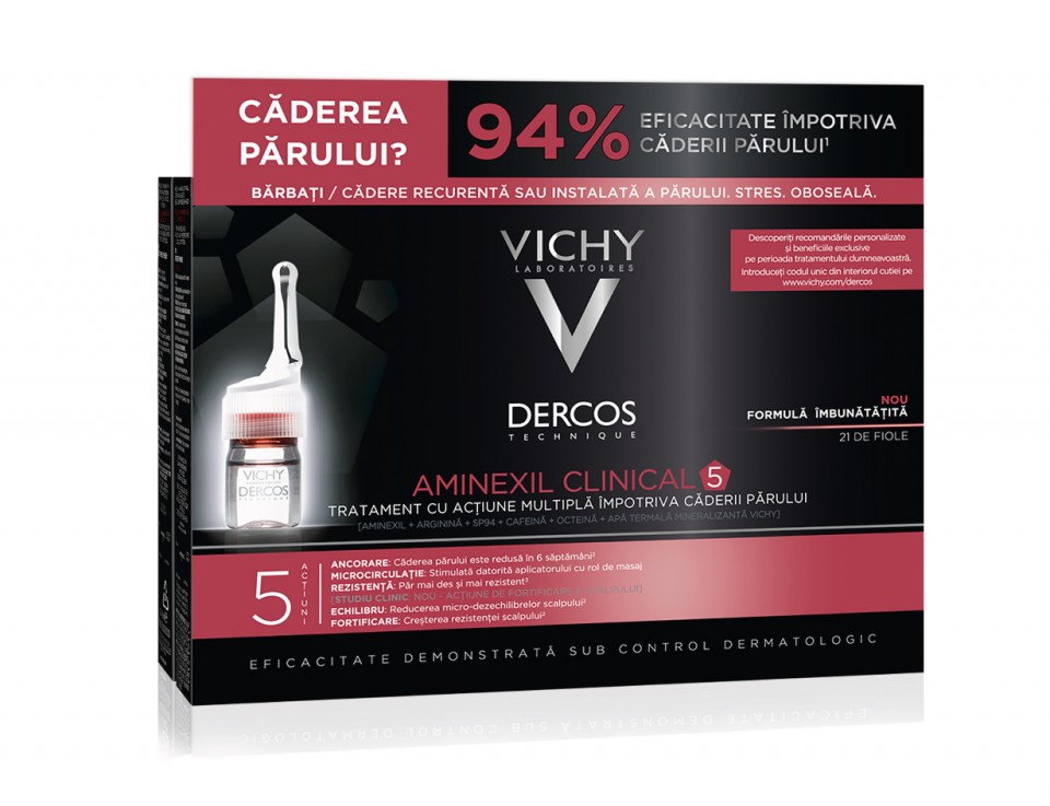 Oferte la Tratament impotriva caderii parului pentru barbati Vichy Dercos Aminexil Clinical 5 (Concentratie: Tratamente pentru par, Gramaj: 21 Fiole)